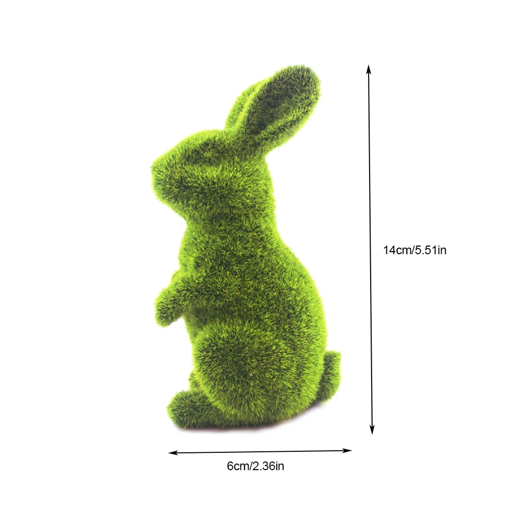 

Easter Furry Flocked Bunny Easter Simulation Rabbit Green Resin Ornaments Rabbit Spring Table Garden Decorations