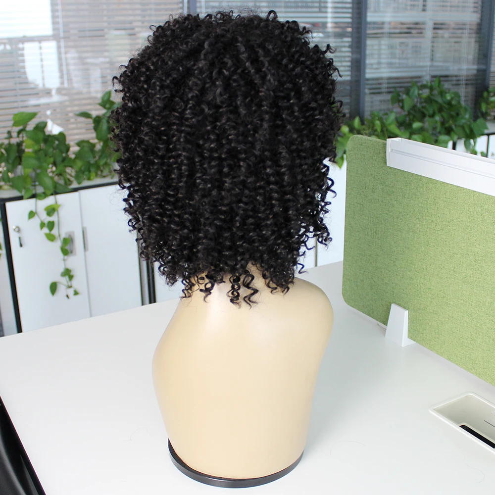 

Kisshair Jerry curl short human hair wig machine made glueless wigs bouncy curly Brazilian hair wigs for black women