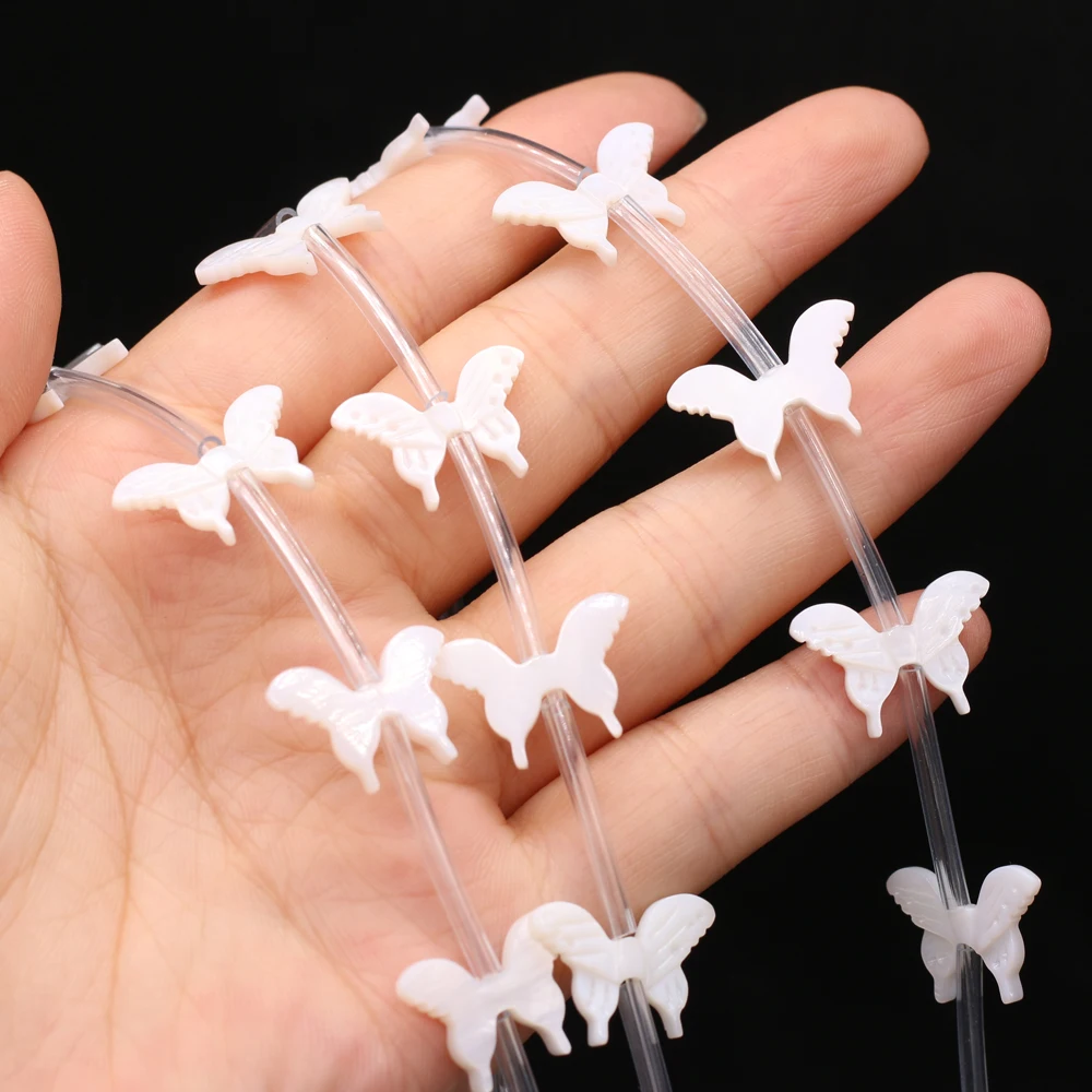 

5pcs New Natural White Freshwater Butterfly Shape Shell Loose Beads for Necklace Bracelet Jewelry Making Women Gift Size 13x20mm