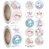500pcsroll cute cartoon unicorn sticker childrens reward gift label decoration teacher encouragement student 2 5cm sticker