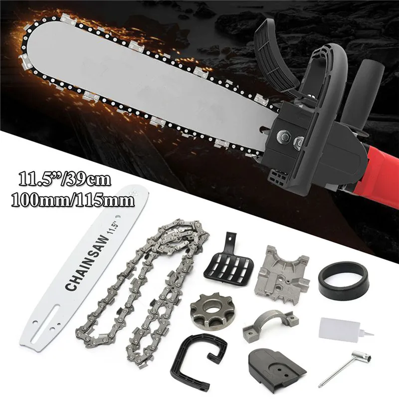 

11.5/12 Inch/39cm Woodworking Upgrade Electric Chainsaw Transfer Conversion Head Bracket For 100 115 DIY Angle Grinder Set