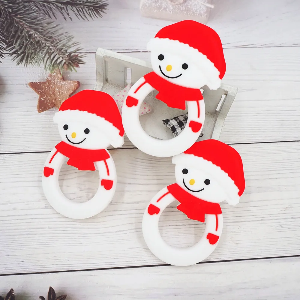 Chenkai-mordedor de silicona para beb&eacute;, de Navidad, Pap&aacute; Noel, &aacute;rbol, estrella, nieve, regalo de dentici&oacute;n para hombre, chupete c&oacute;modo DIY, 10 Uds.-0