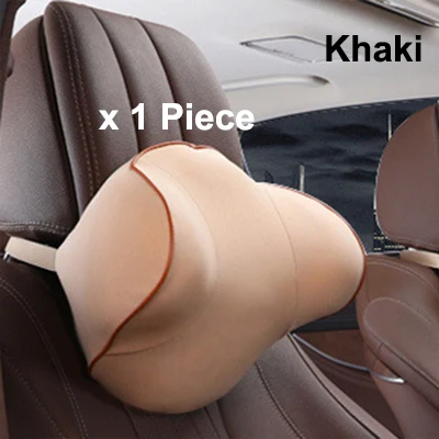 KhakiHeadrestx1 Качественный комплект из 2 предметов для автомобильных сидений, подушка для поддержки талии и шеи, Автомобильная подушка для подголовника с эффектом памяти, Ортопедическая подушка для защиты позвоночника - Цвет: KhakiHeadrestx1