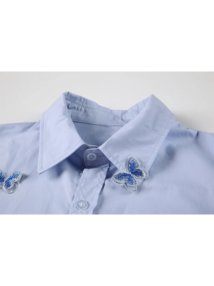 Женские рубашки с бабочками в Корейском стиле однобортные свободные офисные