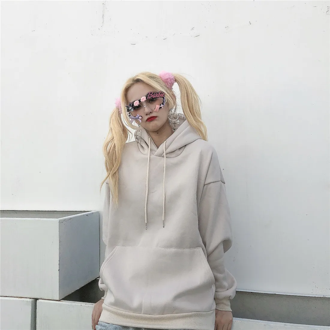 

Autumn Winter Sweatshirt Women Korean Clothes Casual Style Fashion Brand Bf Loose Hooded Ins Oversize Hoodies Solid Pullovers