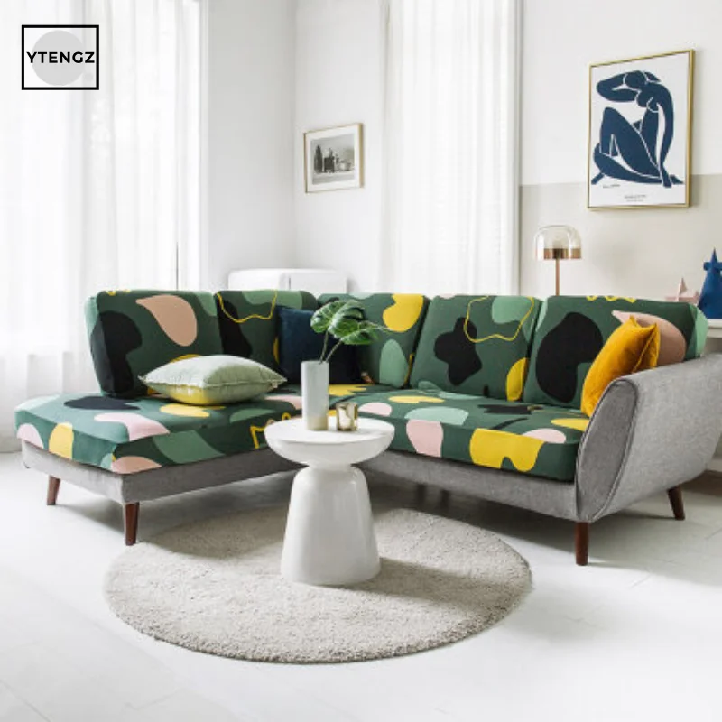 

Nordic style Stretch Sofa Seat Cover Printed Cushion Cover Soft Stretch Sofa Slipcovers Funiture Protector 1/2/3/4 Seat