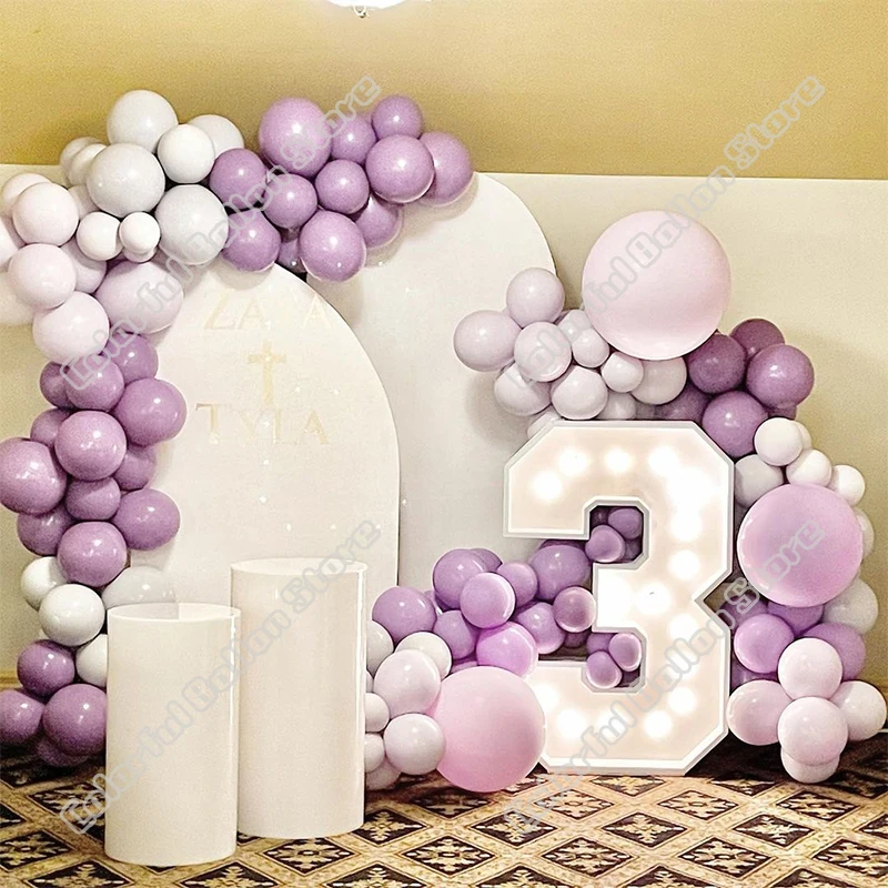 

123pcs Double Maca Purple Latex Balloon Arch Kit Wedding Background Birthday Party Latex Balloon Garland Baby Shower Decoration