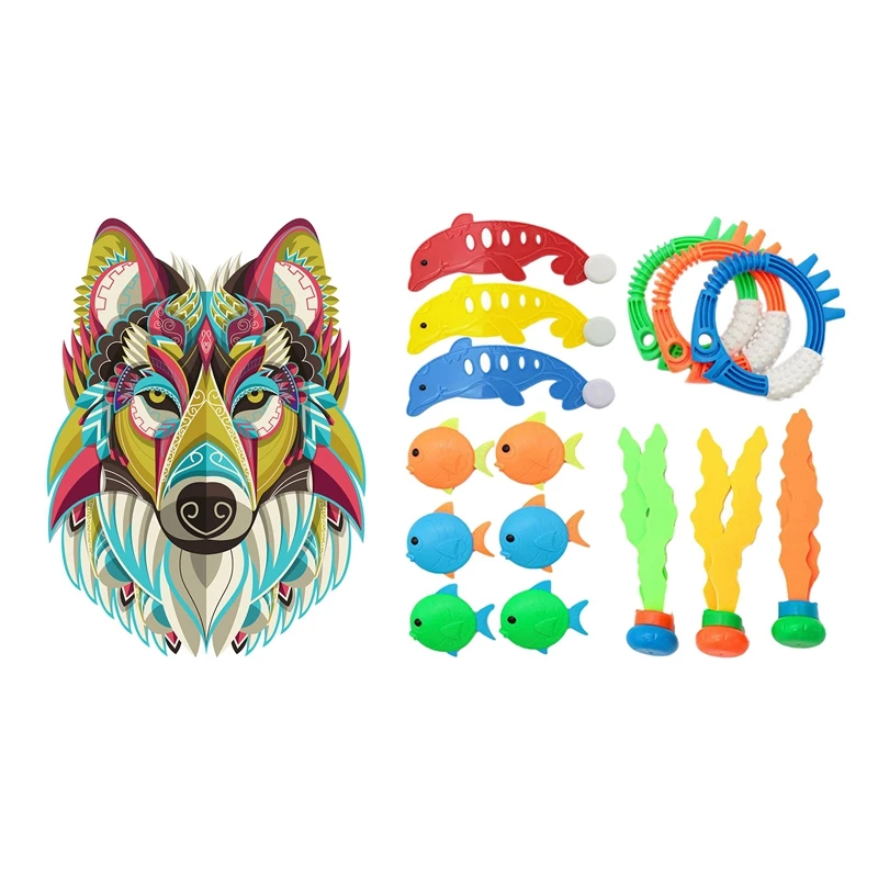 

Wooden Jigsaw Puzzle Puzzle Board Set Toy Interesting Wooden Puzzles With 15PCS Diving Pool Toys, Pool Toys