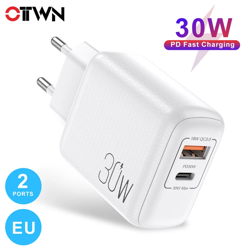 

Сетевое зарядное устройство OTTWN PD, 30 Вт, USB C, QC 3,0, Type-C