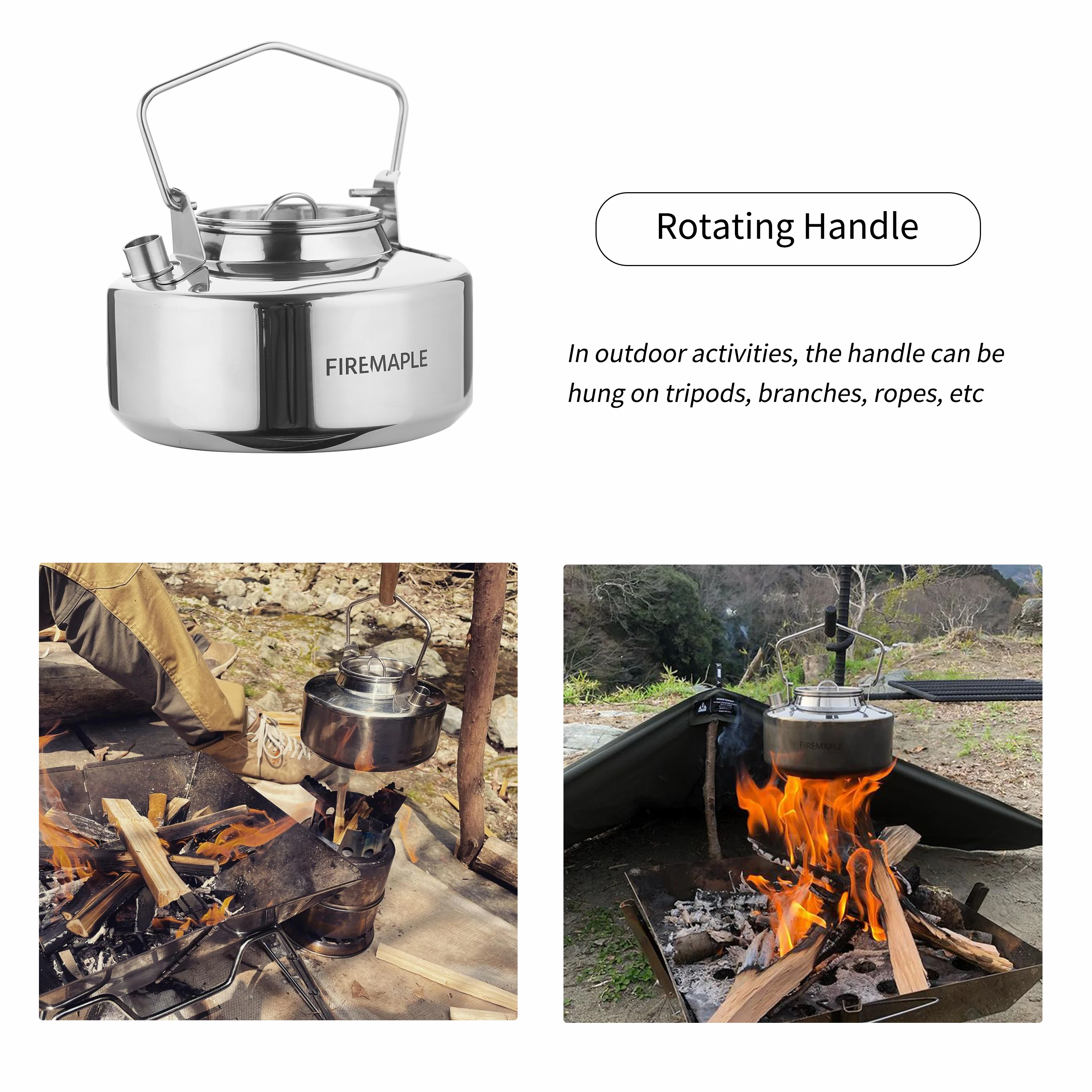 Fire Maple Antarcti Stainless Steel Backpacking Camping Kettle Bushcraft Gear Outdoor Durable Teapot High Quality S304 0.8L 295g