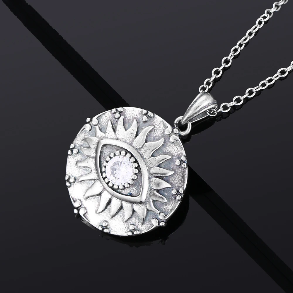 

Eye Shape Silver Pendant Necklace 5*5 Zircon For Women Fine S925 Sterling Silver Jewelry Daily Life Birthday Anniversary Gift