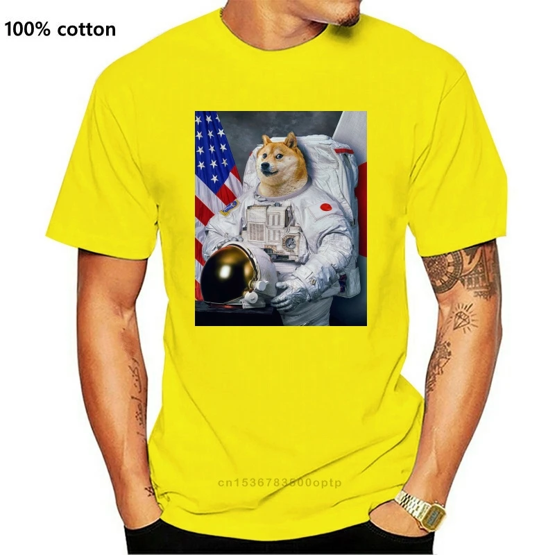 

Новинка 2021, модная брендовая футболка, модная забавная белая мужская футболка с астронавтом Doge, футболка на заказ, футболка Creator