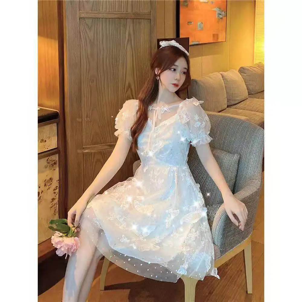 

Vestido De Mujer Sukienka Vintage Cotagecore Aesthetic Fancy Dress Women Cute Harajuku Kawaii Sexy Sundresses Summer Dress
