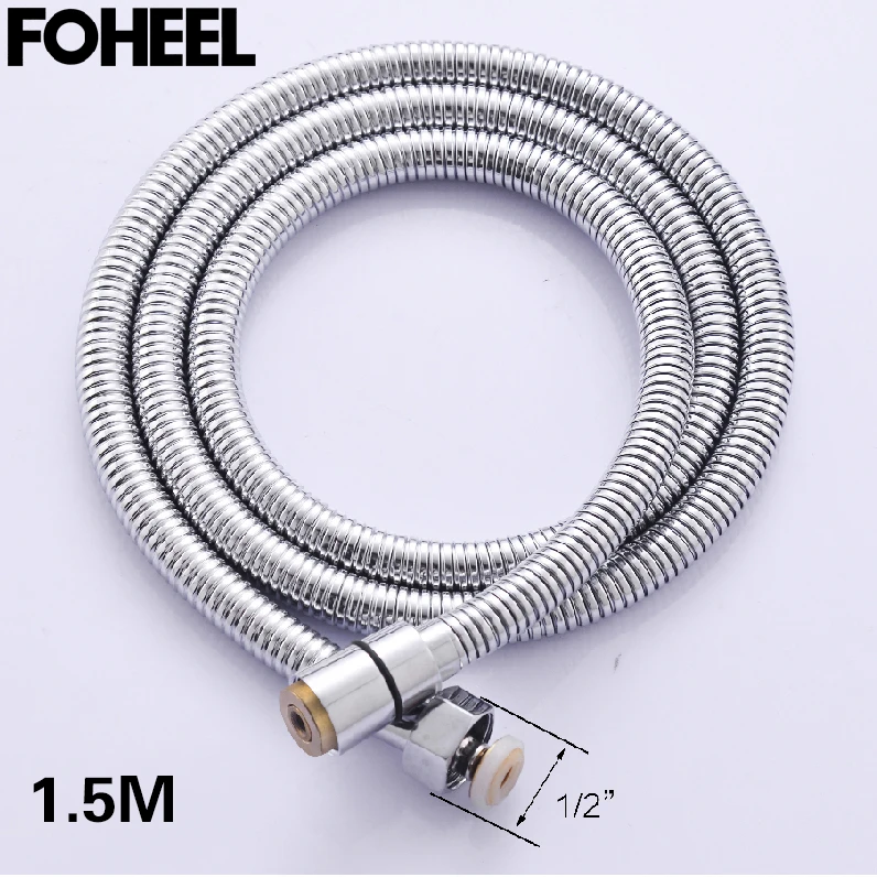 FOHEEL Shower Hose Silicon Tube 1.5M Water Pipe Chrome plating Stainless steel braided explosion proof | Обустройство дома