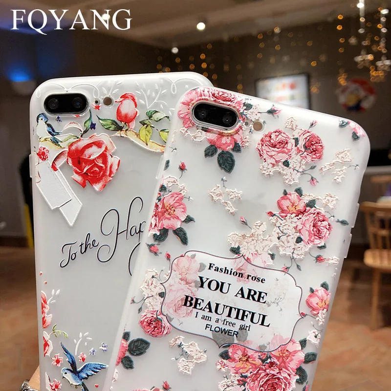 3D Рельефный цветочный узор чехол для телефона IPHONE 8PLUS 8 7 PLUS 6 6S 6PLUS Мягкий ТПУ