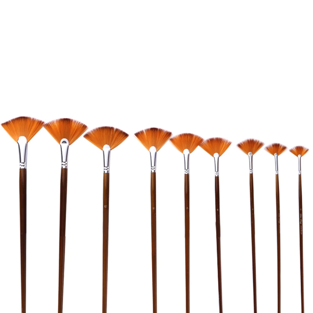 Экономичный набор кистей из 9 вееров нейлоновая щетка деревянная длинная ручка