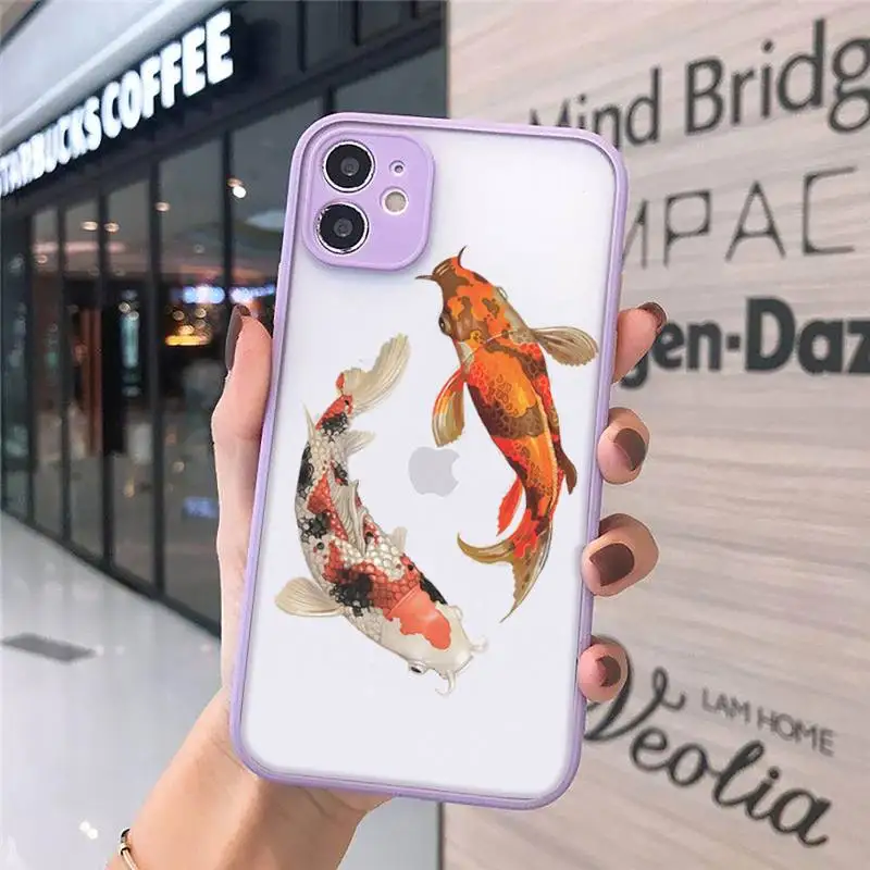 

Koi lucky fish art pattern Phone Cases matte transparent For iphone 7 8 11 12 plus mini x xs xr pro max cover