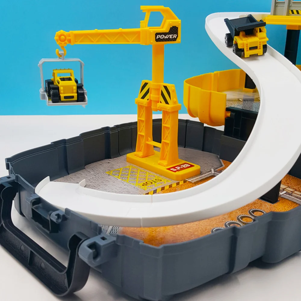 

1 Set Children Assembled Track Backpack Model Set Simulation Three-dimensional Parking Lot Set Construction