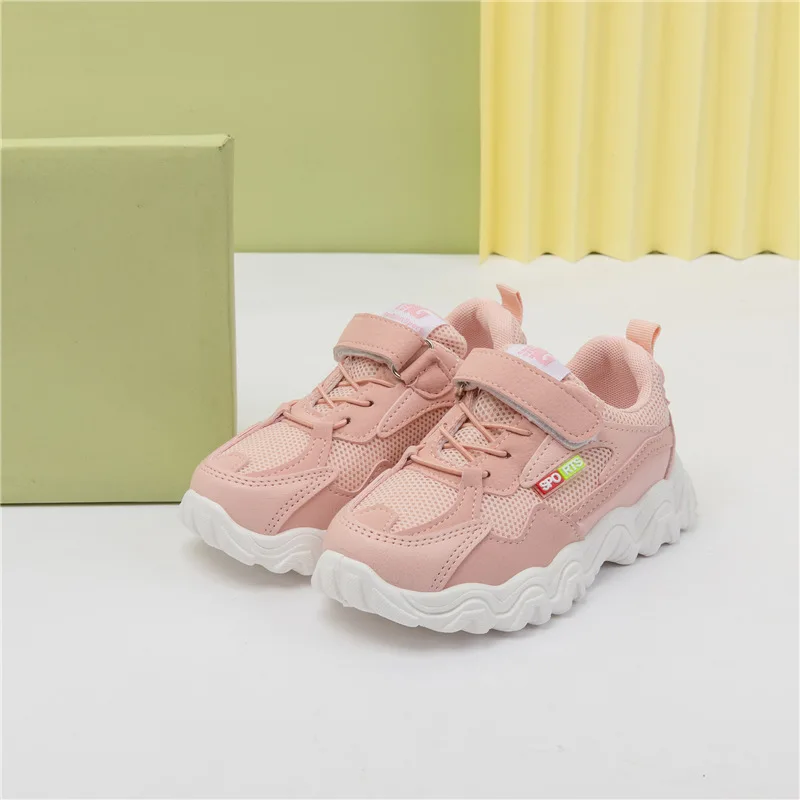 

Kushyshoo Kids Shoes for Girl 2020 Fashion Casual Hook&Loop Mesh Breathable Sneaker Solid Color All-match Heighten Running Shoes