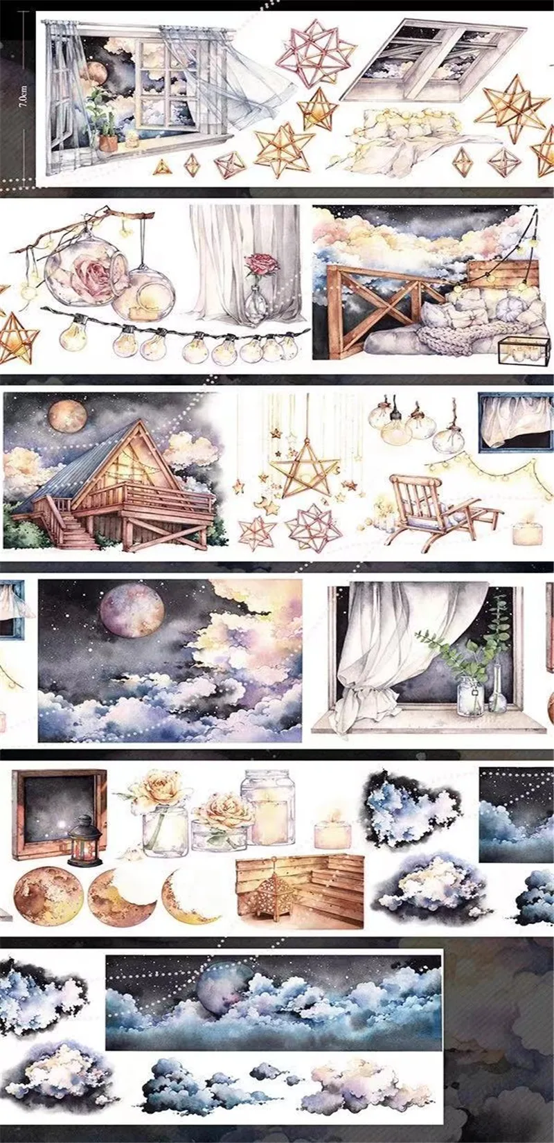 Декоративные стикеры большого размера с рисунком сказочной ночи для