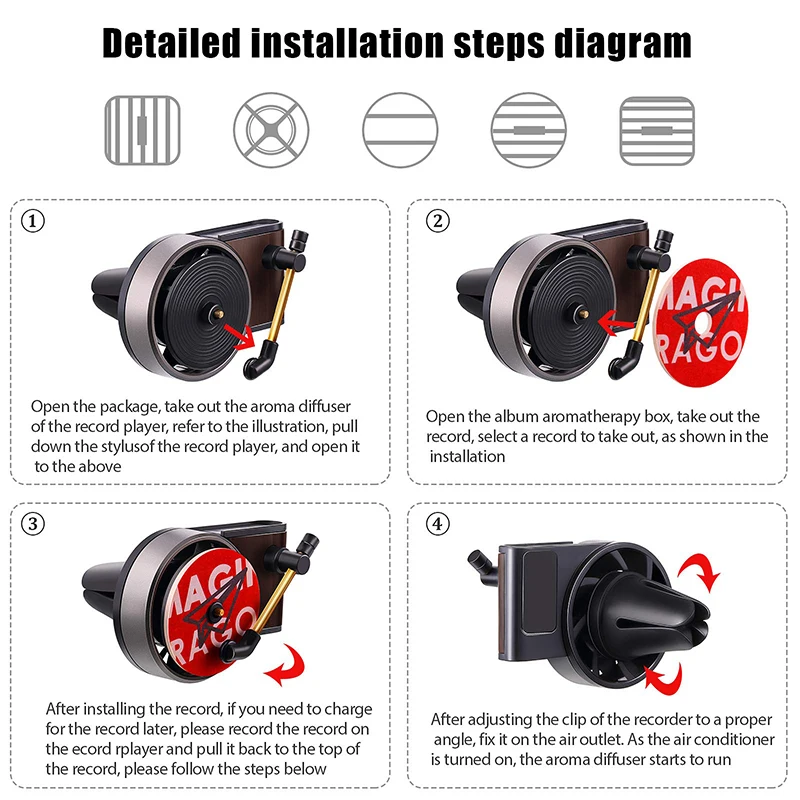 

Car Air Freshener Record Player Car Clip Vinyl Spin Phonograph Air Vent Outlet Aromatherapy Clip Smell Diffuser Interior Acc