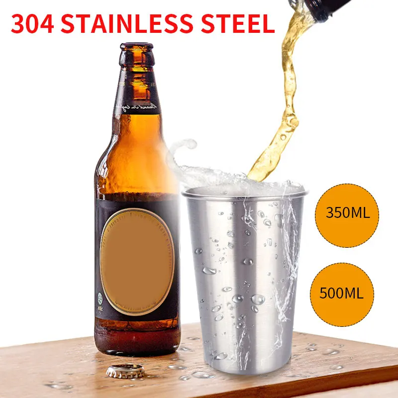 Кружка из нержавеющей стали серебристая кружка для бара напитков пивная 350 мл/500