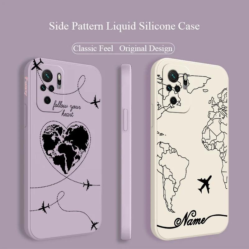 World Map Phone Case For Xiaomi Redmi Note 10 10S 9T 9 8 7 Pro Camera Soft Back Cover On MAX Redmi 9 9A 9T K40 K30 K20 Pro
