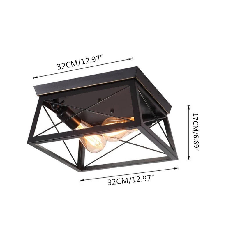 

Industrial Ceiling Light Farmhouse Semi Flush Mount Ceiling Fixture for Kitchen Island Dining Room Bedroom Foyer Hallway