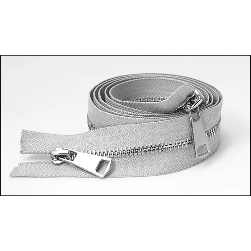 silver-grey Meetee 120 см 5# Металлические молнии двойной слайдер открытый конец молнии DIY Швейные Инструменты пуховик пальто одежда портной ремонт аксессуары - Цвет: silver-grey