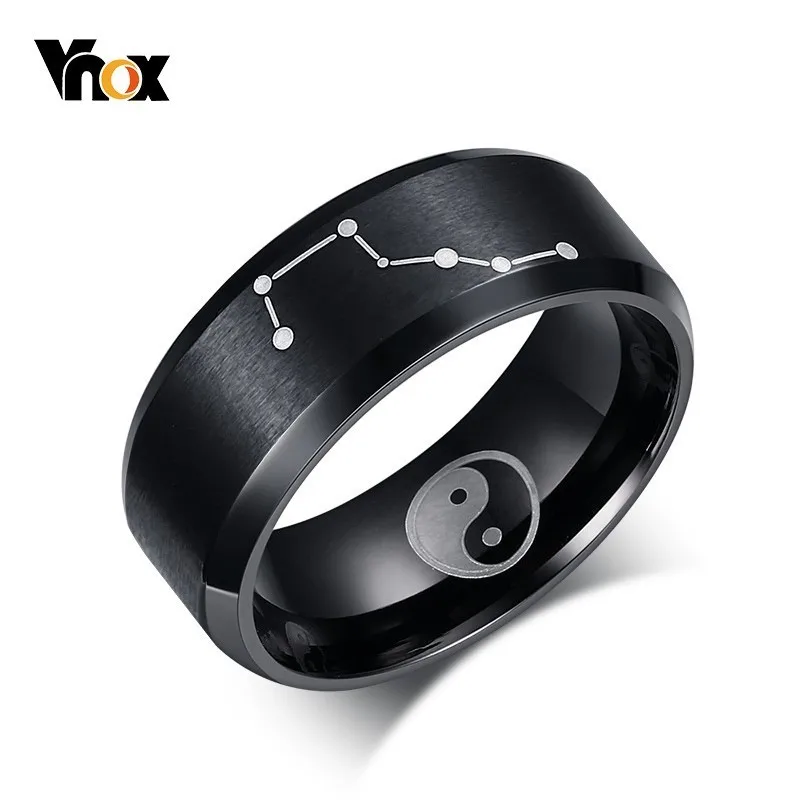 Vnox 8 мм черное мужское кольцо с гравировкой большой ковш астрономия ювелирное