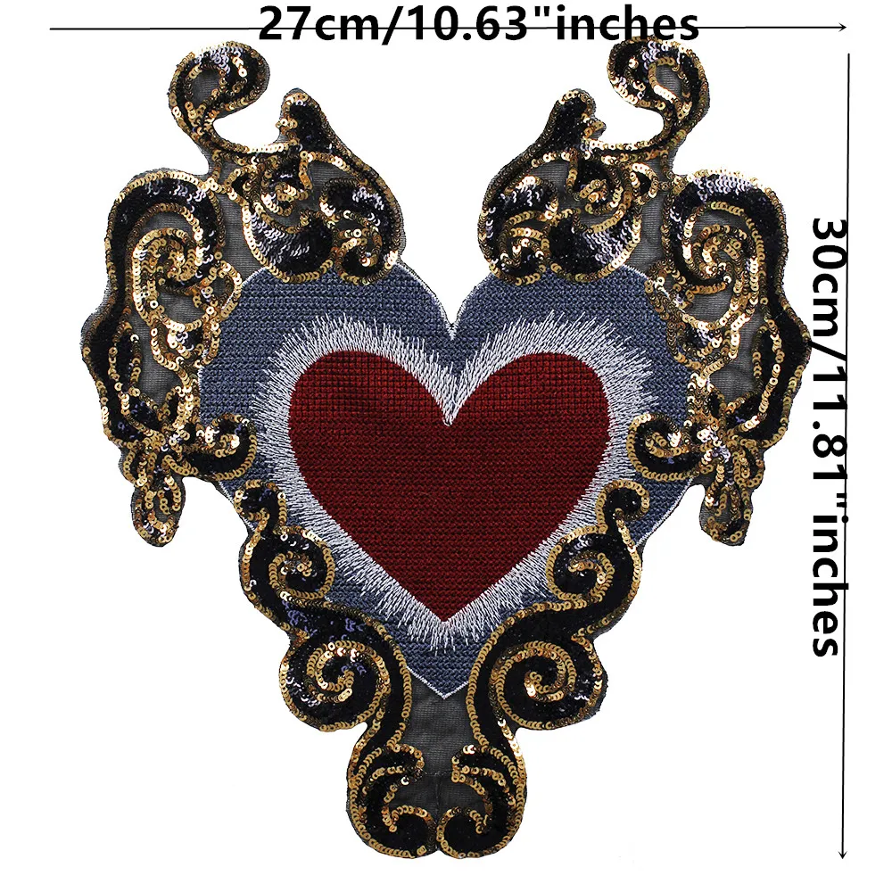 1 шт. бисером золотые блестки с блестками узором в виде сердца Заплаты вышивки