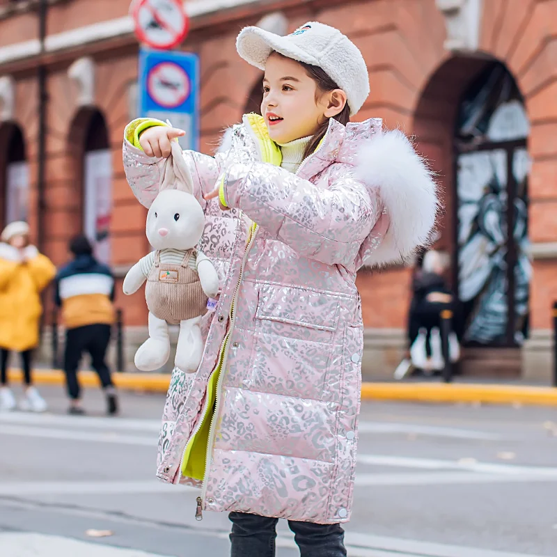 Модная брендовая пуховая куртка для девочек теплая парка маленьких детей пальто