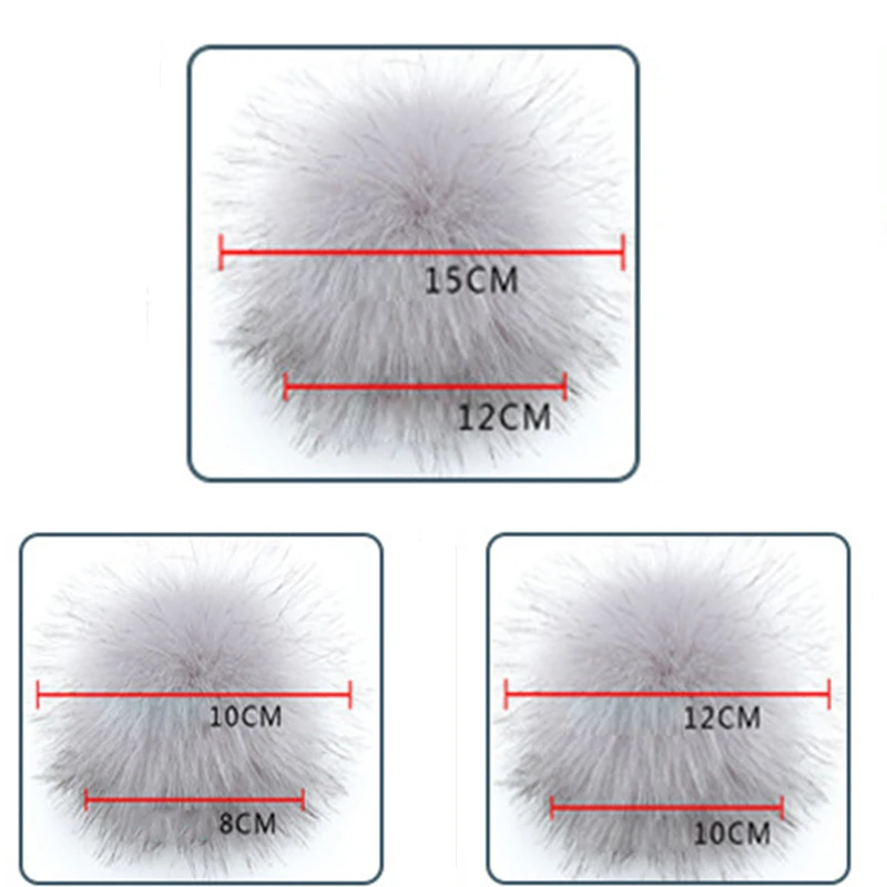 Шапка с помпоном из искусственного меха лисы 2 шт. 10/12/15 см | Дом и сад