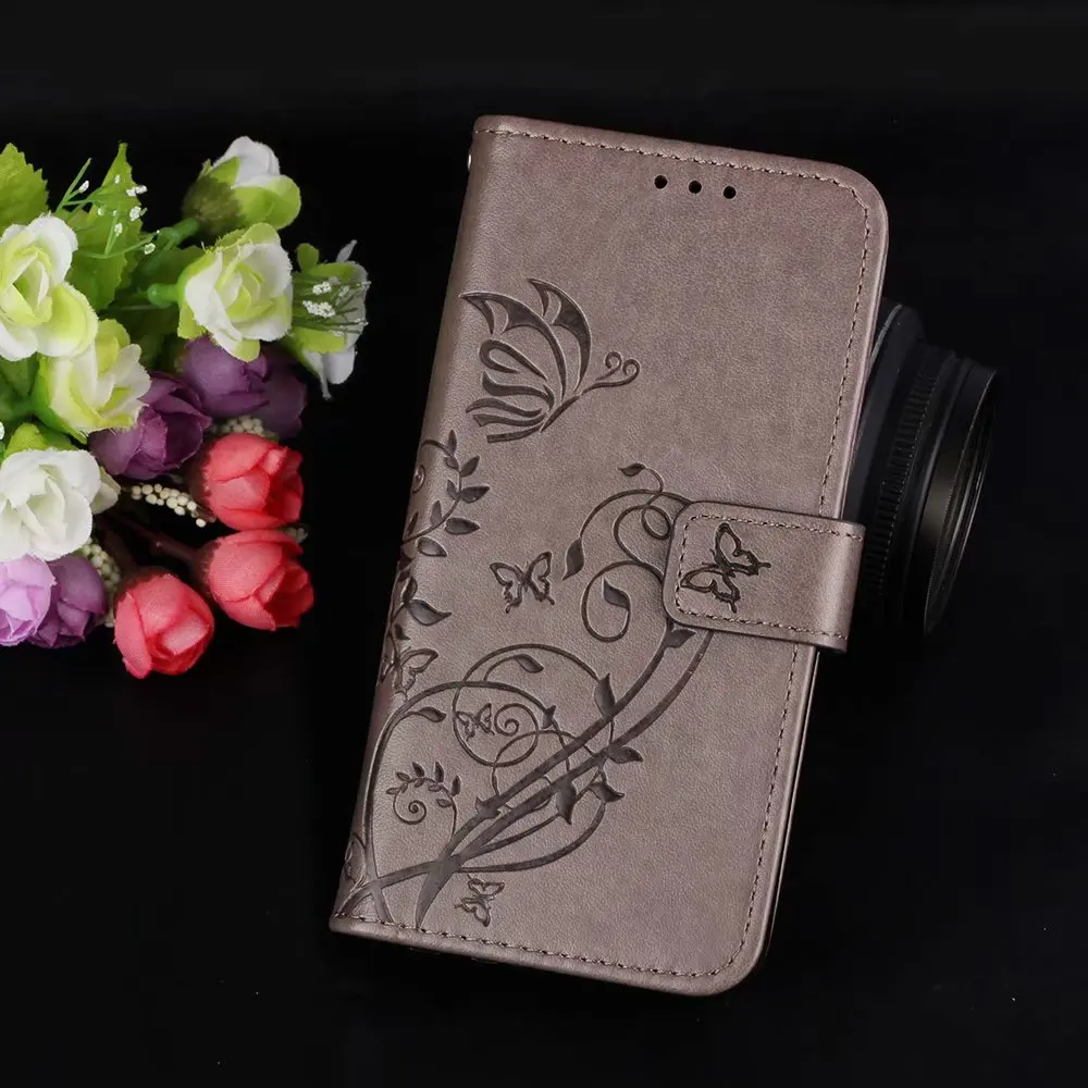 Gray Чехол-книжка с откидной крышкой для SAMSUNG Galaxy J1 6() J120F J120H J120ZN SM-J120FN J12016 из искусственной кожи, чехол-бумажник, чехол из ТПУ с полным корпусом - Цвет: Gray