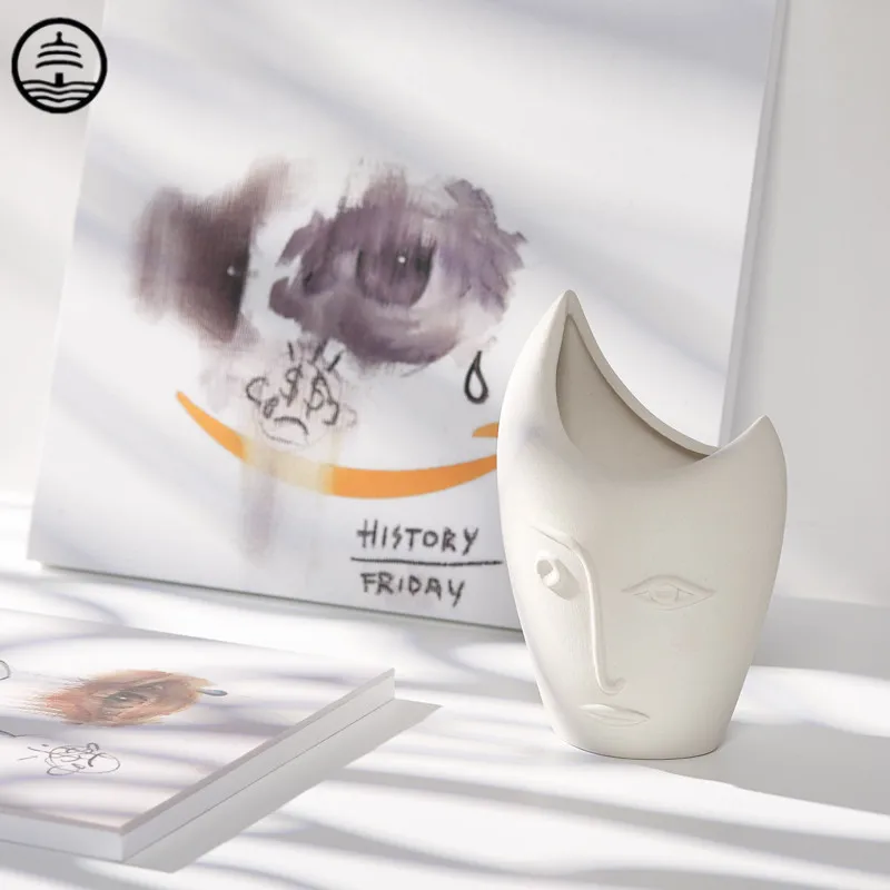 

Керамическая ваза с человеческим лицом BAO GUANG TA в скандинавском стиле, сушеные цветы, организация, керамика, рукоделие, украшение для дома R7051