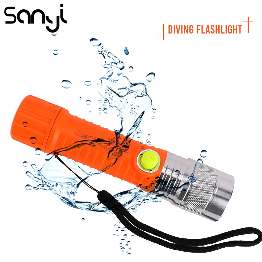 

3 Modes Diving Flashlight LED Underwater Linternas Waterproof Diving Torch Outdoor Diving Light with Hand Rope Working Lamp