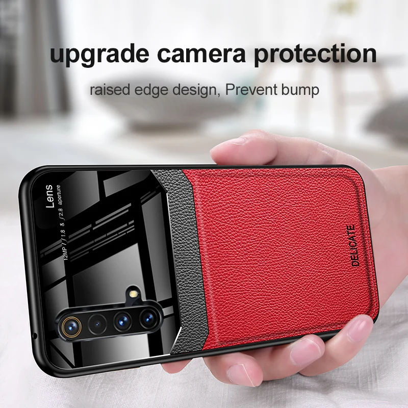 Чехол KEYSION противоударный для Realme X50 X2 Pro XT X кожаный чехол накладка с линзами и