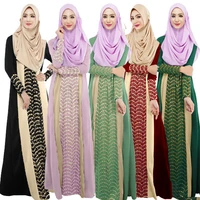 arab turkish robe dress muslim national wear ladies lace stitching islamic clothing moroccan kaftan robe without headscarf