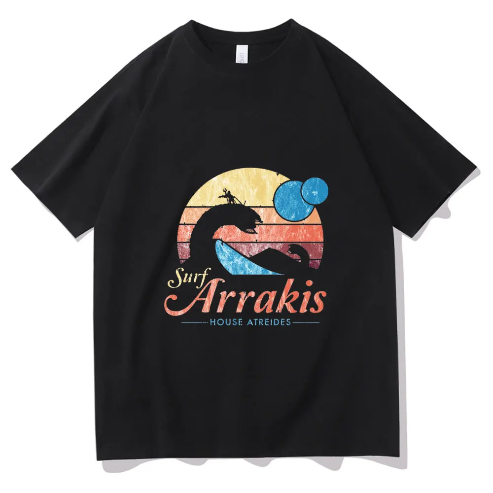 

Visit Arrakis Vintage Distressed Surf Dune T-shirt Men Women Fashion Loose Tshirt Unisex Short Sleeve Summer Cotton Tee Shirt