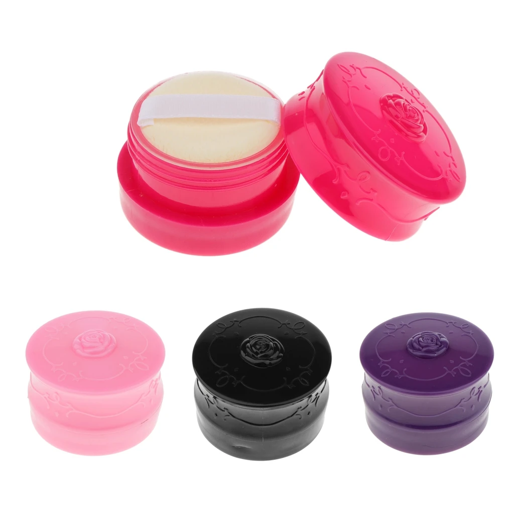 

Loose Powder Jar Powder Puff Box Empty Cosmetic Container Case with Sifter