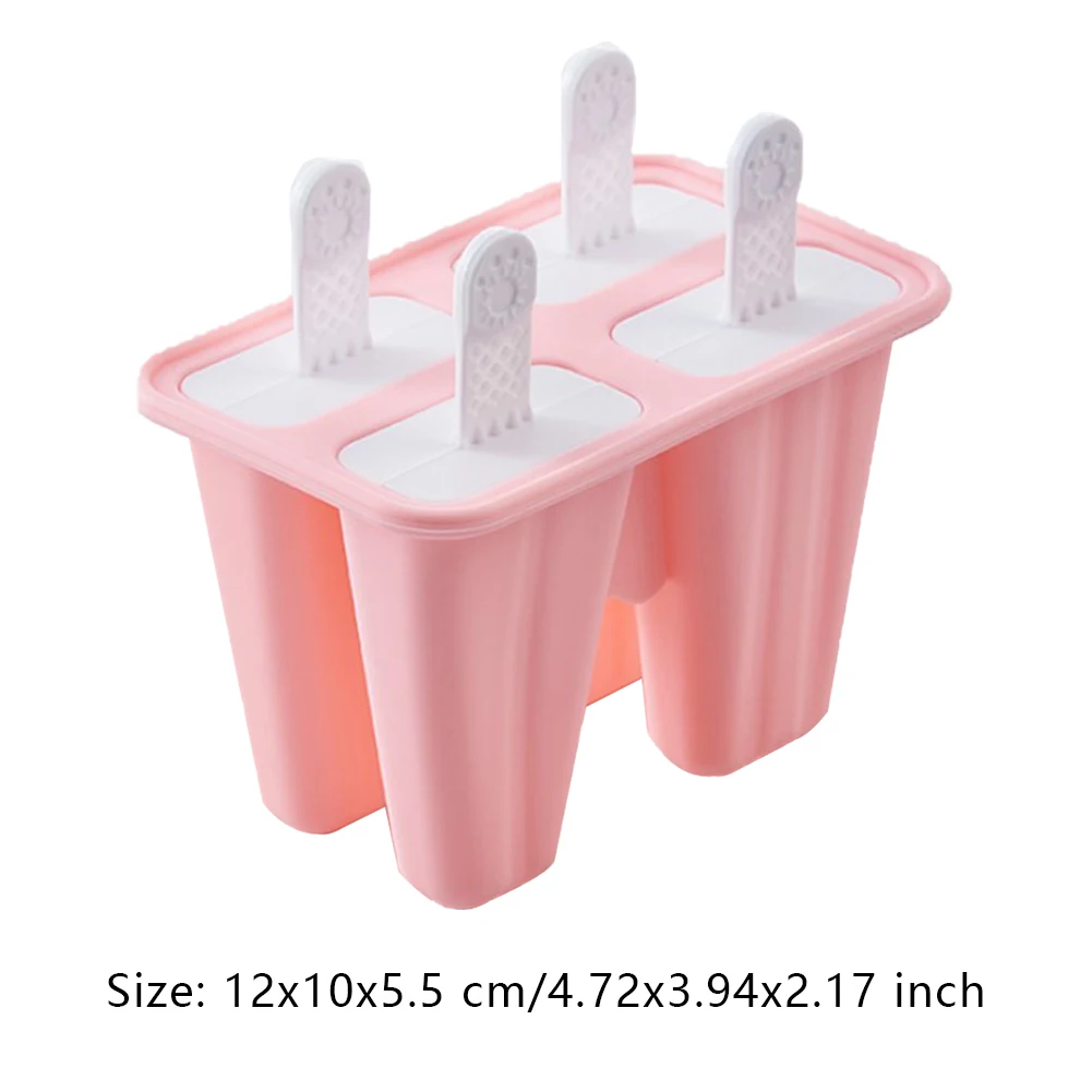 

3PCS Ice Cream Mold 4 Cavities Silicone Reusable Ice Lolly Making Tools For Kids DIY With Funnel And Cleaning Brush Bar Tools