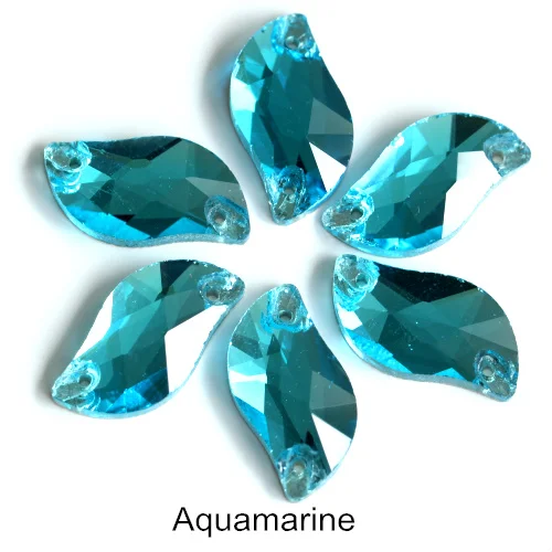 Aquamarine Горячее предложение! Распродажа! 3 размера красный S лист формы пришить стразы с отверстиями Flatback Стеклянные стразы шьют-на Стразы для шитья одежды B0176 - Цвет: Aquamarine