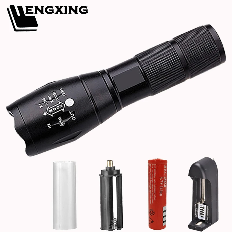 

FX-DZ20A100 Led flashlight Ultra Bright torch XML-T6 XM-L2 LED Flashlight 5 light Modes Zoom LED torch use 18650 or AAA battery