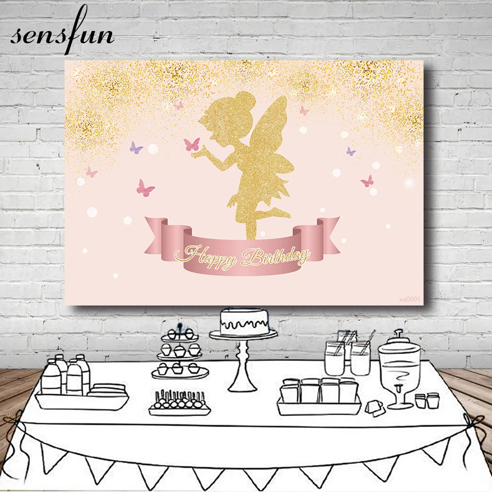 Розовая тема боке Золотой блестящий Сказочный фон Sensfun Новорожденный ребенок душ