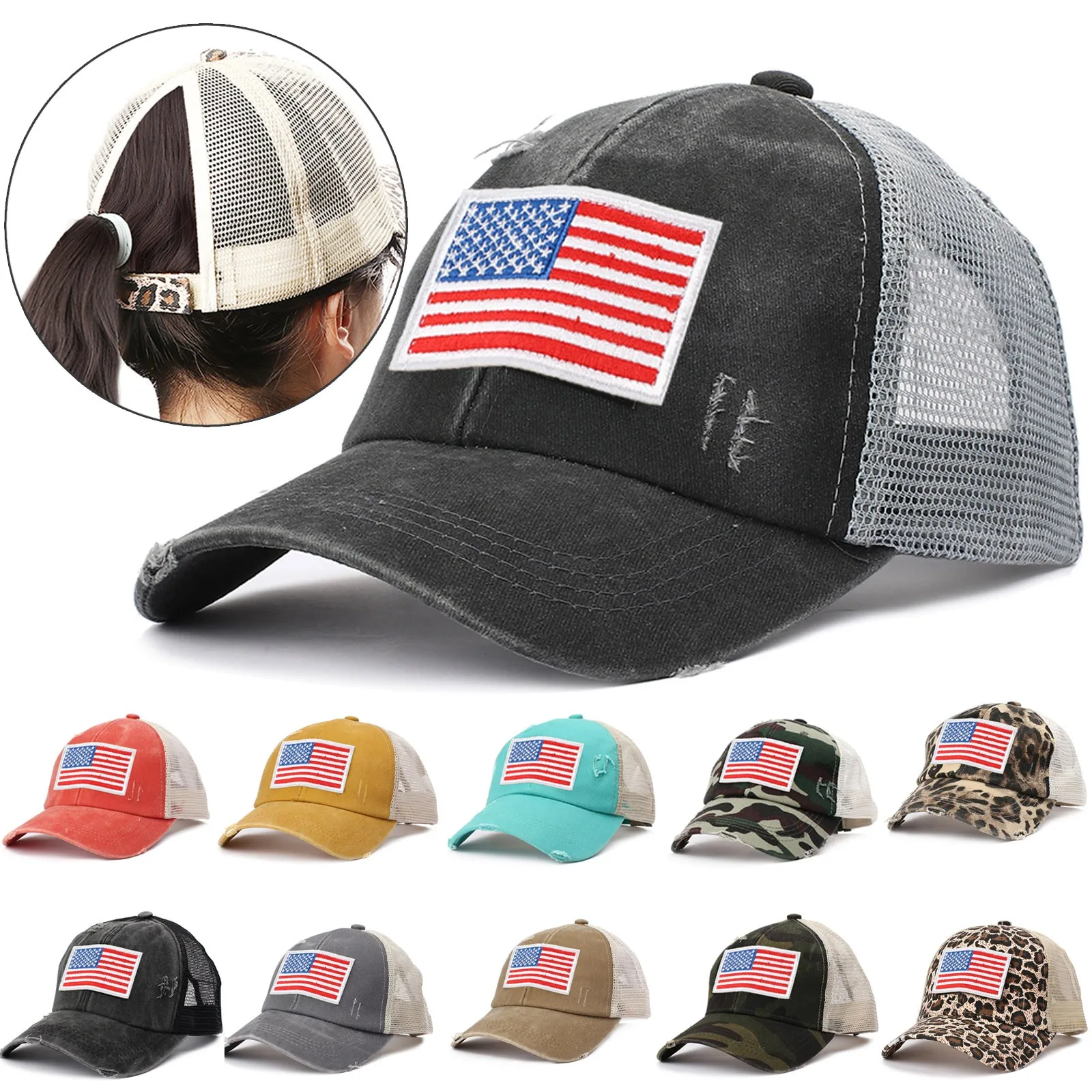 

Унисекс, Повседневная рыбалка, походный флаг, вышитая сетчатая шляпа, регулируемая промытая бейсболка, шапка в стиле хип-хоп, бейсболка