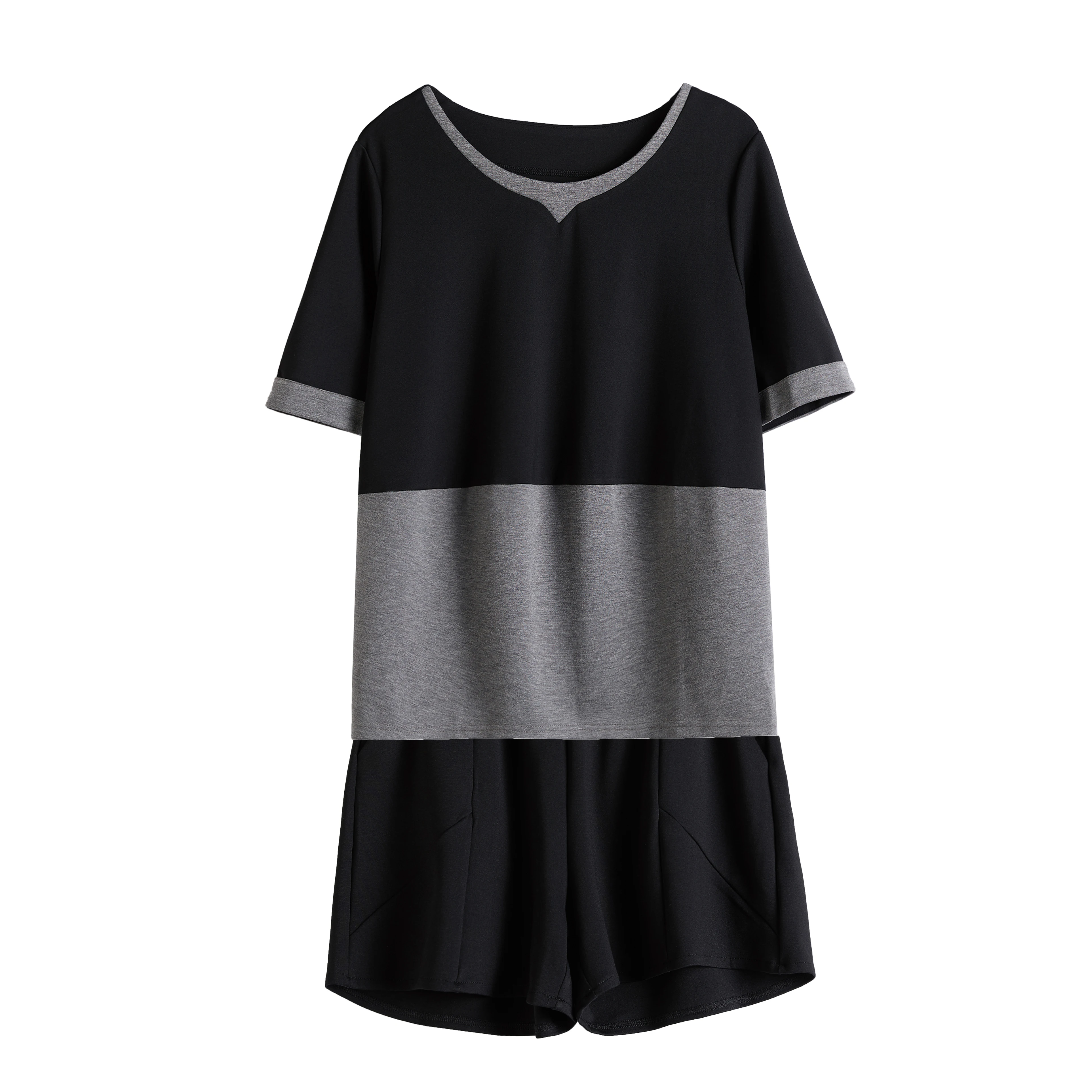 

New Arrival Summer Women Cotton Two-Piece Suits O-Neck Short Sleeves Tops And Casual Shorts Plus Size Loose T Shirt Set L-4XL