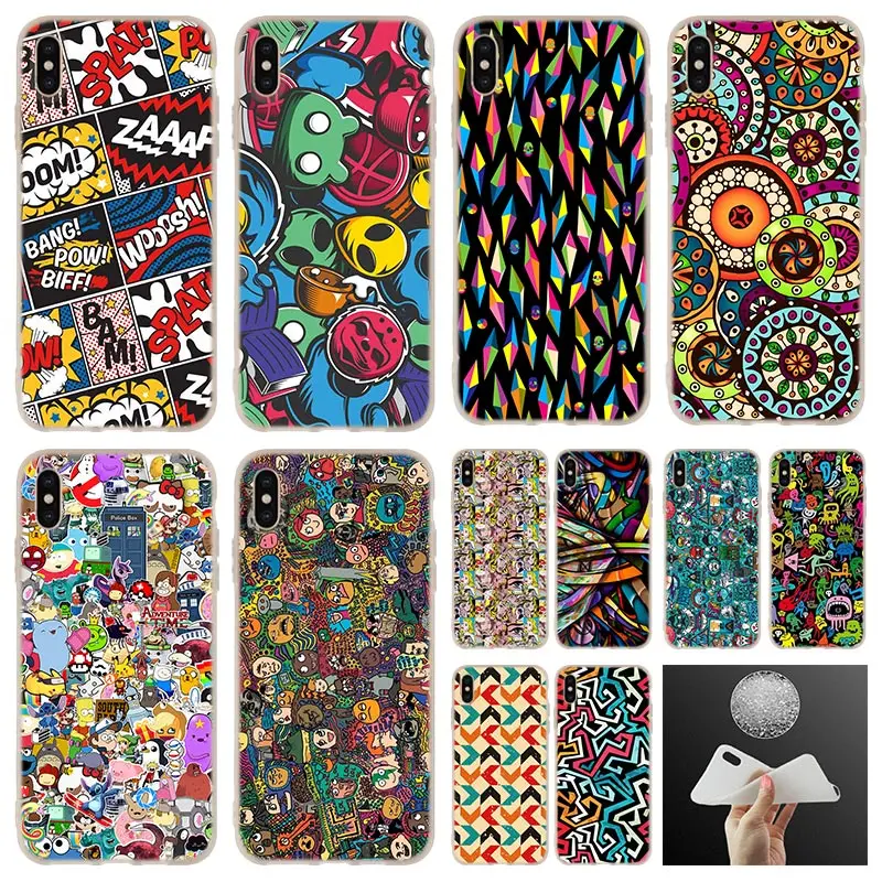Чехол Psychedelic Pop Art Мягкий силиконовый чехол для телефона iPhone 11 Pro 7 8 Plus XR XS Max 4 5 5S SE 6 6s