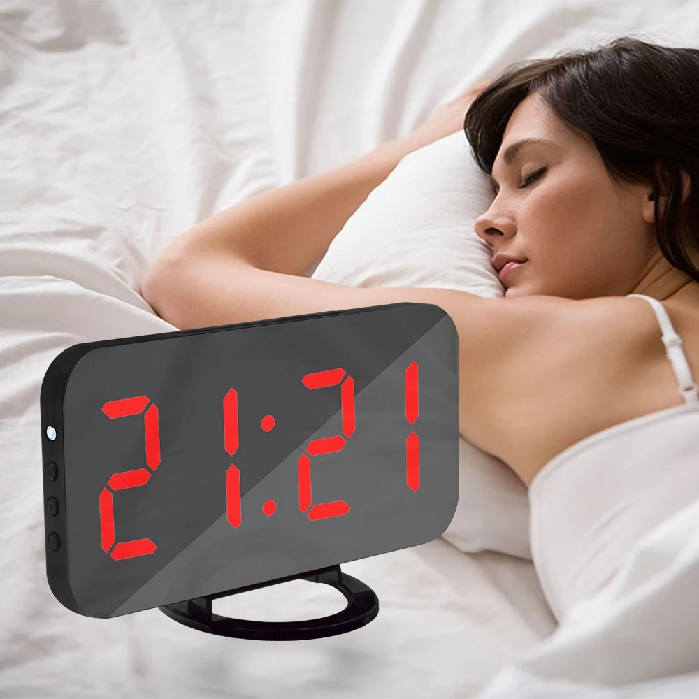 

Digital led despertador snooze display tempo noite mesa de led 2 portas carregador usb para iphone android telefone alarme espel