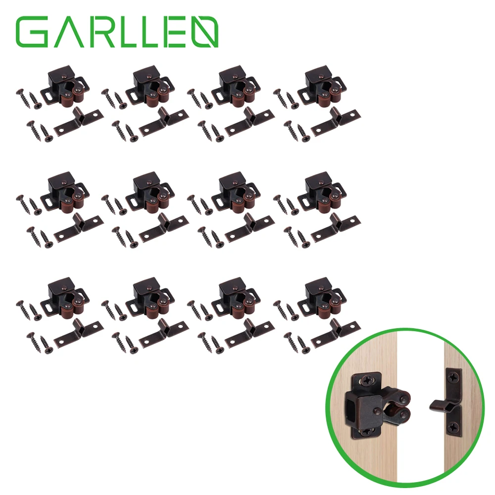 

GARLLEN 12pcs High Quality Brown Contractor Pack Roller Catch Door Lock for Home Office Shop Cabinet Cupboard Drawer
