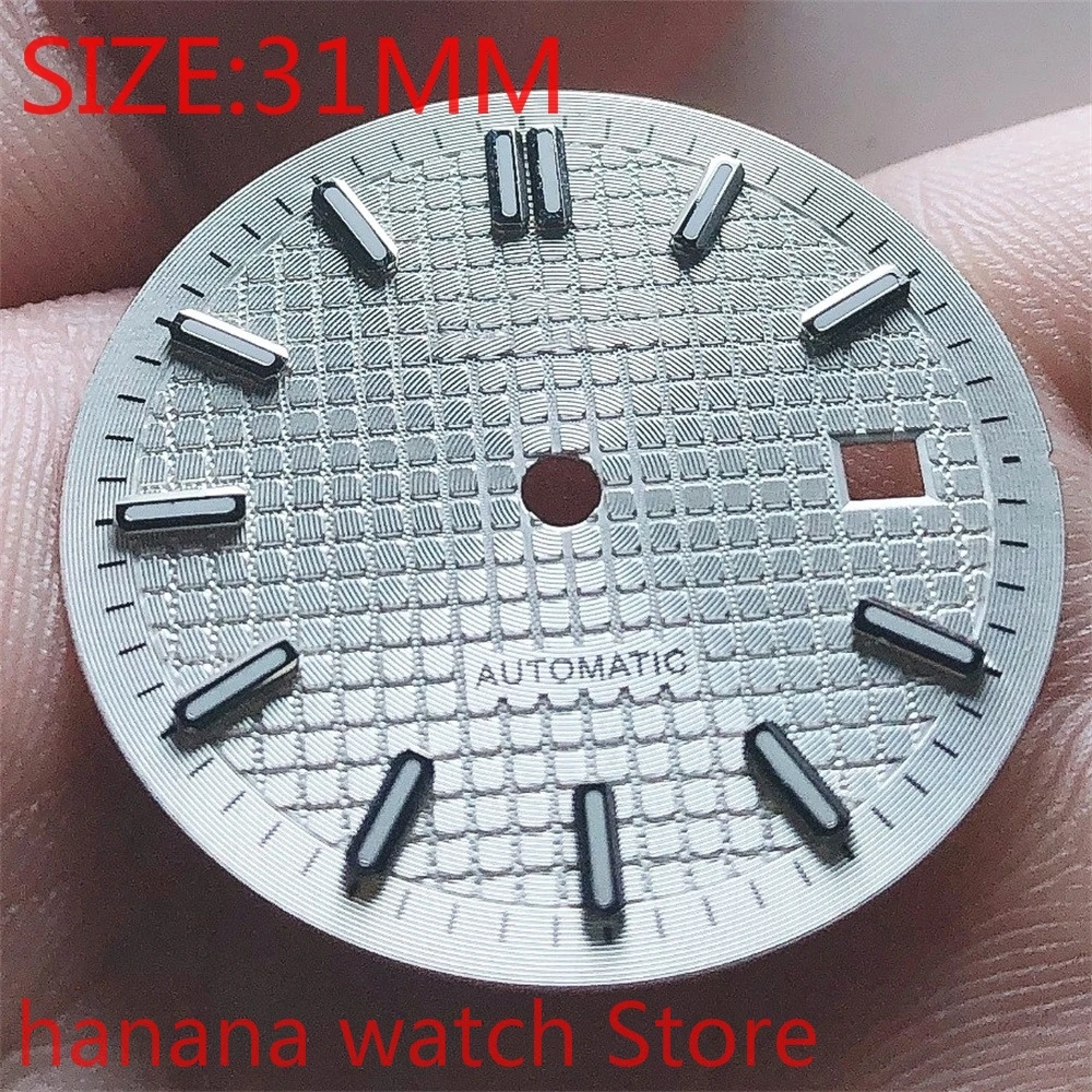 

No Bliger logo Sterile 31mm Dial Date Parts Men's White Watch Dial Luminous, Suitable for Miyota 8215/8205 / 821a Eta 2824/2836